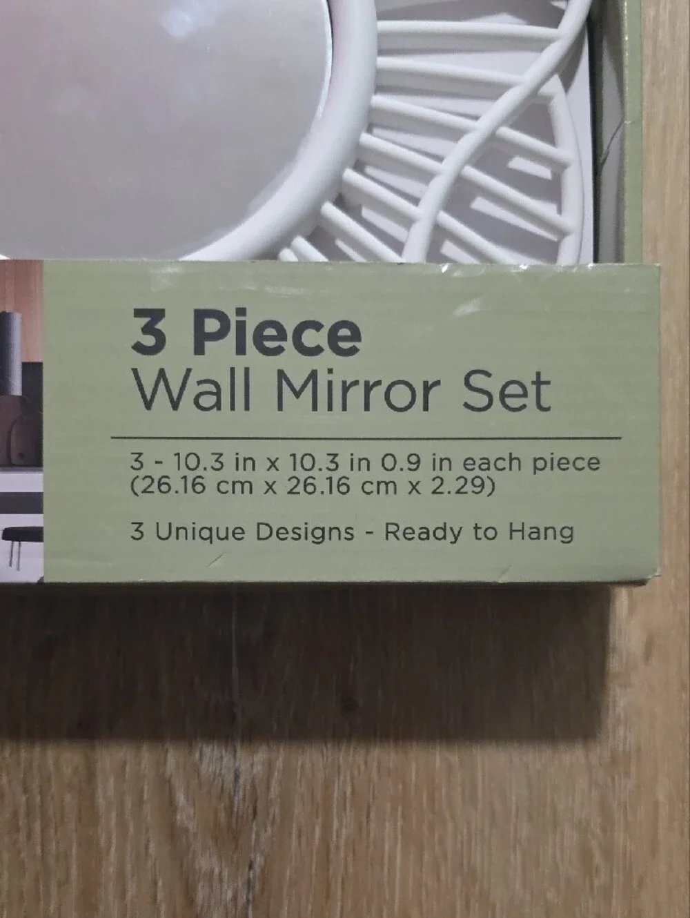 3-Piece White Woven Frame Wall Mirror Set
